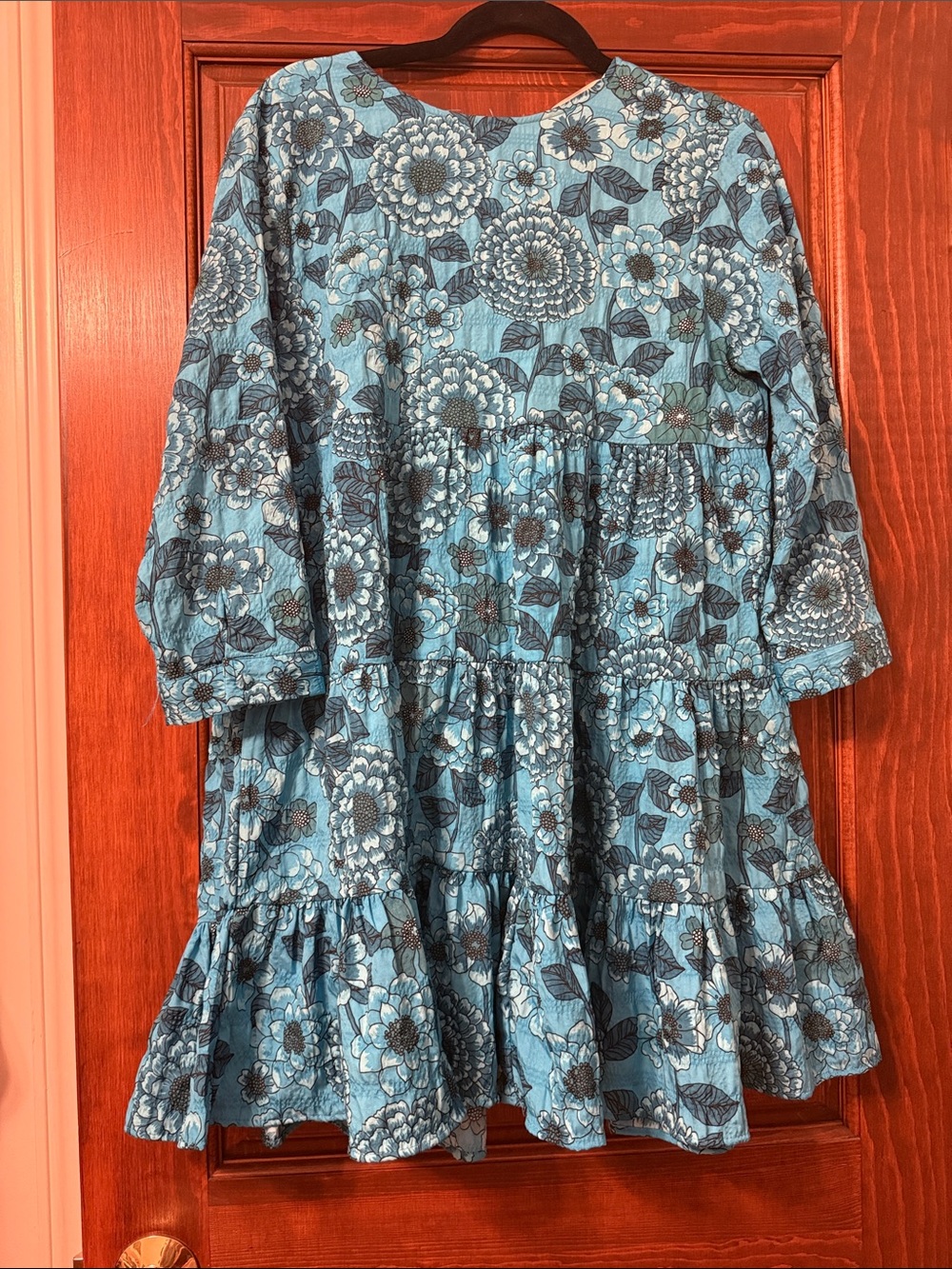 Zara Blue Floral Tiered Casual Dress